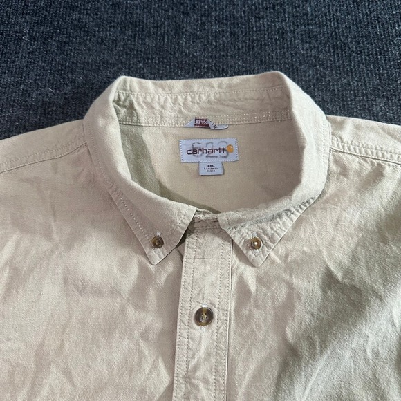 Carhartt Other - Carhartt Men's Work Shirt Short Sleeve Button-Up Tan, Size 3XL, Relaxed Fit